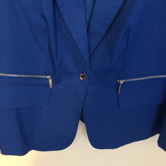 Michael Kors Women's Royal Blue 1-Button Career Blazer Cotton-Blend Lined… - Picture 2 of 6
